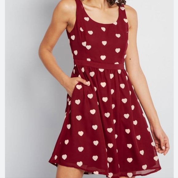 Modcloth Hearts A Flutter Red Fit and Flare Dress - Picture 15 of 16
